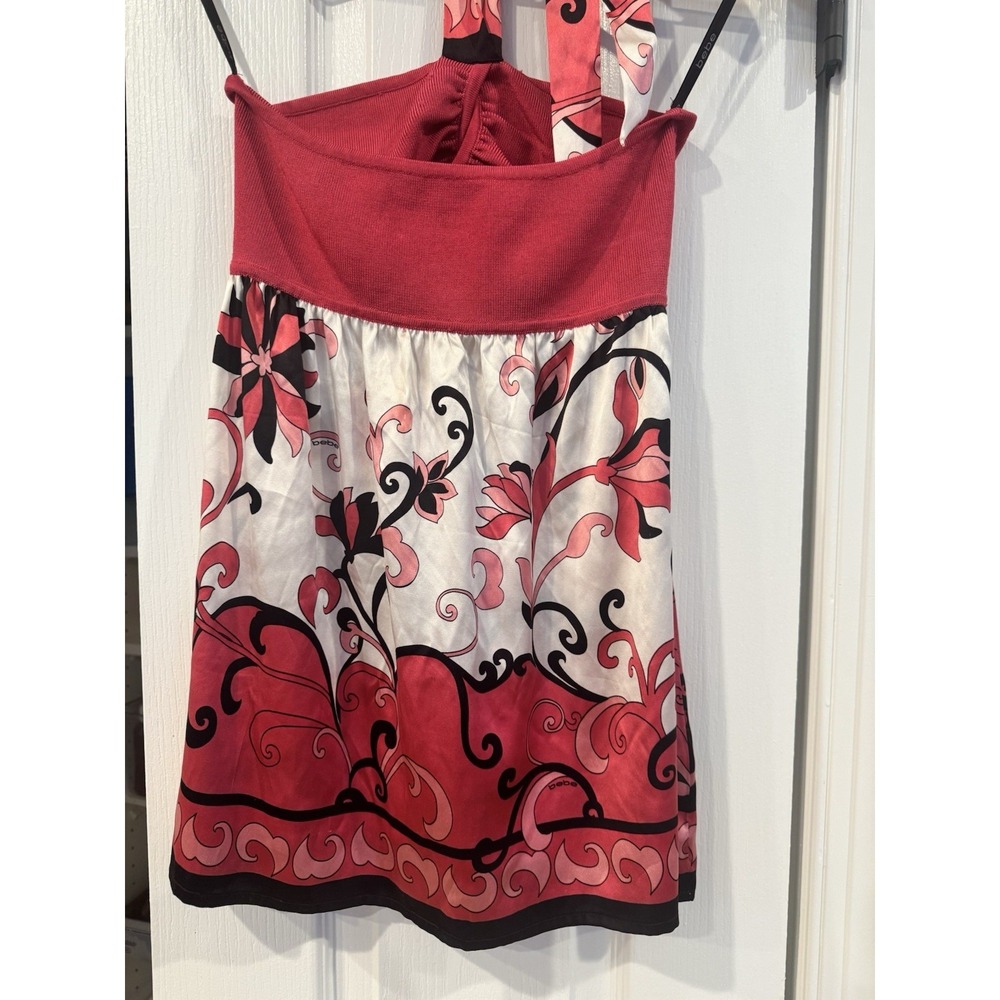 bebe Medium Silk Halter Floral  Top Y2K Pink Babydoll Downtowngirll Dollcore 00s - Picture 7 of 7